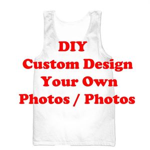 Herrtankstoppar nyhet Diy Custom Design Underhirt 3D Skriv ut dina egna bilder / pos män Vest Women Shirt ärmlös