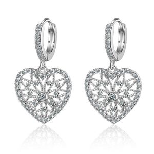 Dangle Earrings Vintage Jewelry 925 Sterling Silver Pave Round Cut White 5A Cubic Zircon Party Women Wedding Heart Drop Earring For Lover Gift G230602