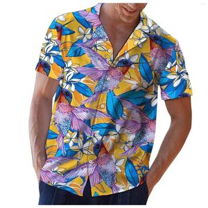 Men's Casual Shirts Hawaiian Men Short Sleeved Shirt Lapel Color Elements Mushroom Pattern 3d Print Button 5xl Top