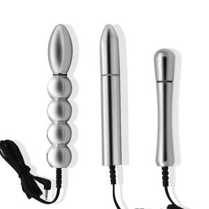 Itens de beleza massageador de choque elétrico vagina bunda plug anal anal metal bi-polar eletro estímpão masculino para adulto jogo sm sexy brinquedo para homens mulheres mulheres