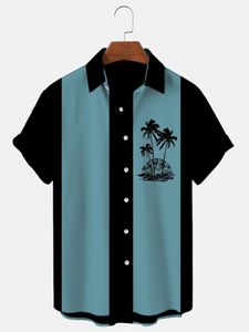 Mäns casual skjortor Hawaiiansk herrskjorta Kokosnötträd 3D Tryckt Lapel Single Breasted Large Beach Top 5XL Summer 2022