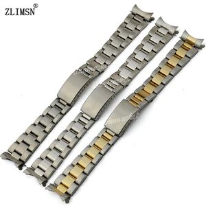 Erkekler Kadınlar İzleme Kemeri 13mm 17mm 20mm Yeni Gümüş veya Altın Kavisli Son SS Watch Band Strap Relojes Hombre 2016241u