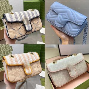 2022 neue Marmont Umhängetasche Marmont Gürteltasche Beige blaue Handtasche Cross Body Mini Top Griff Keramik Finishing Designer Luxus pur322f