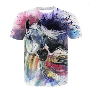 Men's T Shirts 2022 Cartoon Horse Print Men T-shirt Summer Wild Short-sleeved Harajuku Graphic Casual Funny