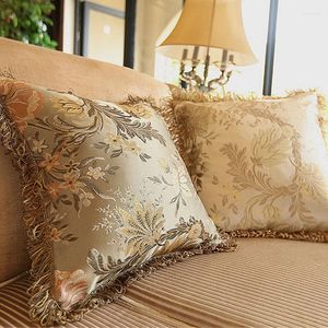 Kudde 1 PC Rekommendera Europa Satin Jacquard Home Tassels Luxury/Elegant/Home/Sofa/Car Decor/Pillow Cases Coreless