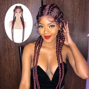 Hot Lace Wigs Bliss African American Box Black Braid Hair Synthetic Wholesale 4 Long Braided Twist for Women 221216