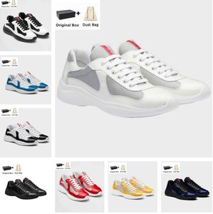 2023 Men Shoes Top Design Americas Cup Sneakers Patent Leather Nylon Mesh Brand Mens Skateboard Walking Runner Casual Outdoor Sports