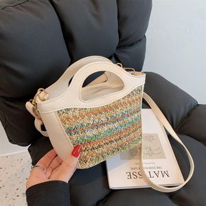 2021 Yeni Moda Çantaları Renkli Dokuma Doku Basit Omuz Crossbody Ba G Saman Çantası Konforlu Stil Çanta246s