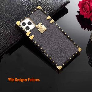 Luxo Brand Pu Leather L Casos de flores grandes para Apple iPhone 14 Pro Max 14Plus 13 12 mini 11 Promax xr xs 6s 8 7Plus Grid Flower Fashion Designer White Square Silicone Cover