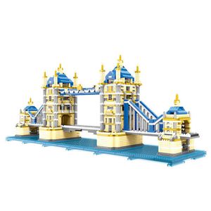 Blocks PZX 9919 World Architecture The Tower Bridge of London 3D Model DIY Mini Diamond Blocks Bricks Building Toy for Children Gifts T221101