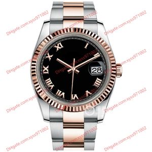 High-quality watch 2813 automatic men's watch 116231 36mm black rome dial 18k rose gold stainless steel women's wristwatch sapphire glass 116238 fashion watches