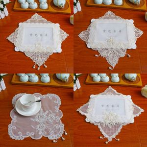 Retro Lace Place Mats French Crochet Doilies Handmade Embroidered Table Mats Christmas Wedding Home Kitchen Decor