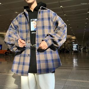 Męskie koszule zimowe grube wełniane koszula męskie mody mody retro kurtka man streetwear dziki luźny płaszcz z długim rękawem M-5xl