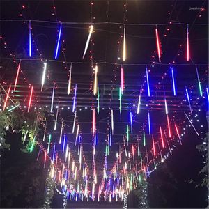 Strings 8 Tubes LED Meteor Shower Festoon Light Street Garlands Outdoor Garland Year 2023 Christmas Decorations For Home