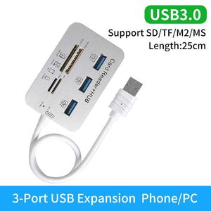 7 arada 1 USB Hub Kartı Okuyucu Hızlı USB3.0 Genişletici SD TF Bellek Kartı Adaptörü U Disk PC Dizüstü Bilgisayar Fare Klavye