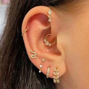 Studörhängen 1pc Piercing Ear Daith Flat for Women Jewlery Zircon Gold Color Star Snake Tragus Septum Accessories