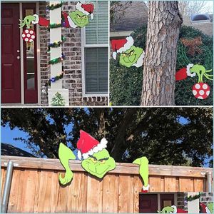 Christmas Decorations Christmas Tree Peeker Scpture Thief Hand Cut Out S Max Garden Decorations Outdoor Ornament Wall Stickers H1020 Dhdbs