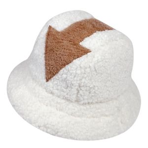 Wide Brim Hats Bucket appa bucket hat Lamb wool winter warm Fishing Caps Faux Fur Symbol Printed Hat Men Women Flat Top 221031