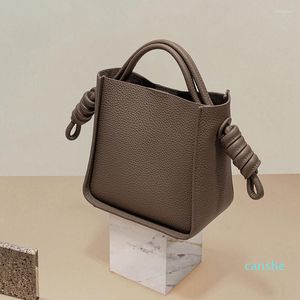 Abendtaschen Echtes Leder Eimer Damen Hand Kleine Frauen Handtaschen Hohe Qualität Geflochtenes Seil Umhängetasche Bolsas Feminina