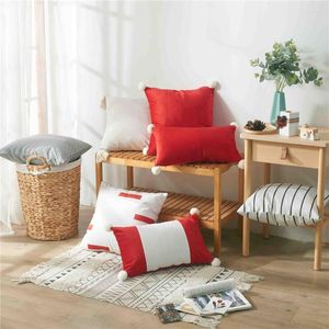 Kissen 2022 Weihnachten Rot Weiß Samt/Baumwolle Bezüge Pompom/Quaste Dekoration Sofa Couch Wurfkissen Home Decor