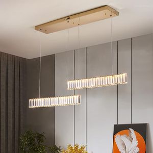 Avizeler Nordic Light Lüks Kristal Avize Restoran Lambası Kelime Basit Modern Yemek Masası Adası Lamparas Colgantes Para Techo