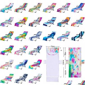 Pokrywa krzesełka krawat bar barwia krzesło plażowe er z boczną kieszenią koloru ręczniki szezlonkowe do basenu na basen Sunghing Garden RRD5811 Drop DH23V
