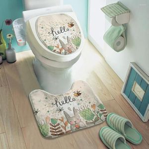 Toilet Seat Covers Home Living Room Bathroom Mats Set Cartoon Printing Anti Slip Rugs Bedroom Print Rug Shower Mat Bath