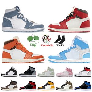 High OG Denim Starfish 1s Basketball Shoes Women Mens Jumpman 1 Lost And Found University Blue Offs White Trainers Stealth Dark Mocha Yellow Toe Taxi Sports Sneakers