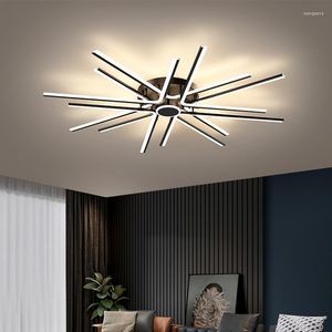 Żyrandole Nowoczesne nordyckie proste czarny design LED żyrandol do salonu sypialnia do jadalni kuchnia pilot lampy sterowni lampa sufitowa światło sufitowe