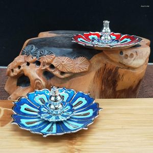 Fragrance Lamps Mini Meditation Buddha Sandalwood Stick Holder Burner Round Dish Lotus Flower Catcher Plate Incense Holders