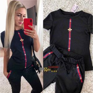 Luxurywomens designerskie nadruki sportowe garnitury z krótkim rękawem koszule i spodnie dwuczęściowe zestawy stroje garnitury dresy rozmiar S-XL