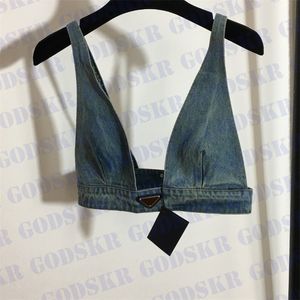 Denim Tanks BH Sling Unterwäsche Damen Designer T-Shirt Metall Dreieck Logo Tube Top Unterwäsche