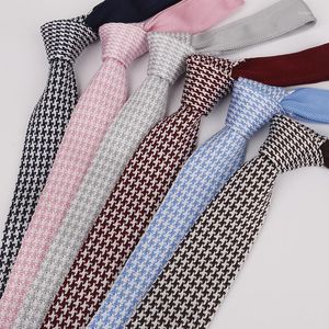 Bow Ties Matagorda 12-color Knit Tie 6CM Narrow Necktie Style Wool Woolen Gravata Houndstooth Lattice Series Men Accessories Neckwear