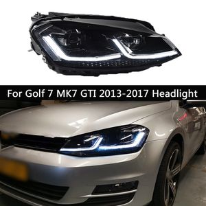 Car Headlights LED Daytime Running Lights Dynamic Streamer Turn Signal Indicator For Golf 7 MK7 GTI Front Lamp Auto Part
