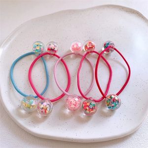 1 par Nytt koreanskt mode Barngummiband Söt tjej Söta färgglada paljetter Quicksand Ball Hair Rope Hair Accessories