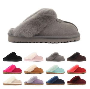 Designer Snow Slippers Womens Botas de inverno Brown rosa preto cinza azul roxo cor sólida cor mulher senhora garotinha clássico 35-43