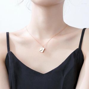 Chains Rose Gold Color Titanium Steel I Love You Pendant Locket Envelope Necklace Chain For Women With Writing Inside Stainless