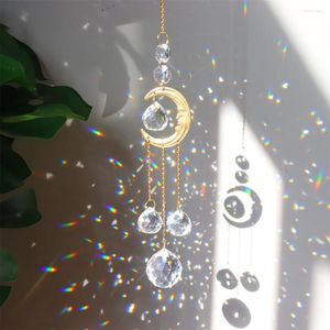 Dekorativa figurer Vindklocka Kristallljusfångare hängande prydnad Diamond Moon Prism Craft Home Decor presenter för älskare vänner