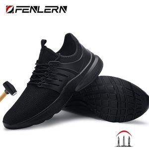 Botas Fenlern Waterproof Safety Shoes Men se deslizan en las puntas de acero de acero livianas S3 Antismash Trabajo Sneakers 221031