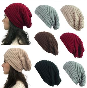 Mulheres Winter Knit Feanie Hat grosso quente Grandes invernos robustos chapéu de esqui de gorro desleixado