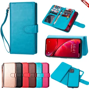 Detachable 2in1 Wallet Leather Cases For Iphone 14 14pro 14plus 14 Pro Max 13 12 12pro Max 11 11promax XR XS 7 8plus Samsung S10 S20 S21 S22 Ultra 9 Card Slots Flip Cover