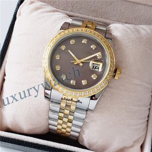 Mens 여자 시계 숙녀 시계 다이아몬드 시계 Moissanite 시계 자동 고급 시계 장미 금 크기 36mm Sapphire Glass 방수 디자이너 시계