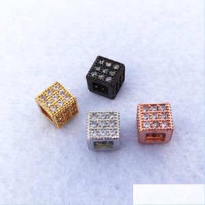 Rhinestones Handmade Jewelry Geometric Square Cz Zirconia Beads For Bracelet Making Charms Spacer Diy Accessories Ct517 Drop Delivery Dhxcs