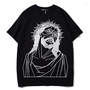 Men's T Shirts Arrival 2023 O-neck Knitted Print Shirt Brand Clothing Tshirt Homme Short Sleeve Jesus Dress Loose Cotton