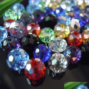 Outras cores mistas 4x6mm 50pcs rondelle Áustria Facetada de vidro de vidro de cristal lasca solta redonda para jóias fazendo entrega de queda 2022 dhzty