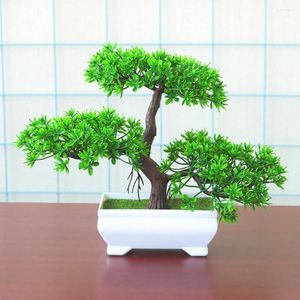 Decorative Flowers Artificial Plastic Plants Bonsai Small Tree Pot Fake Plant Potted Home Table Decor El Garden Arrangement Ornaments