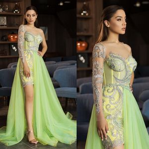 Shiny Mermaid Elegant Evening Dresses Sexy Beads Sequins High Split Prom Dress One Shoulder Formal Party Gowns Custom Made