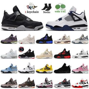 2023 Аутентичный Jordens 4 Midnight Navy Navy 4s Jumpman Basketball Shoes Fashion Craft Canyon Purple Blue Red Thunder Black Cat Canvas Sail Женщины Jerdon