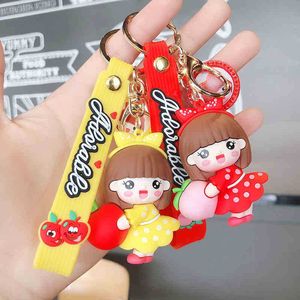Keychains Cartoon Doll Fruit Key Chete Girl Baby Cartoon Car para meninas