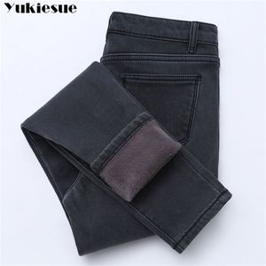 Winter Jeans For Women high Waist Female Trousers Thickened Plus size Velvet Thick Warm push up mom woman 211119